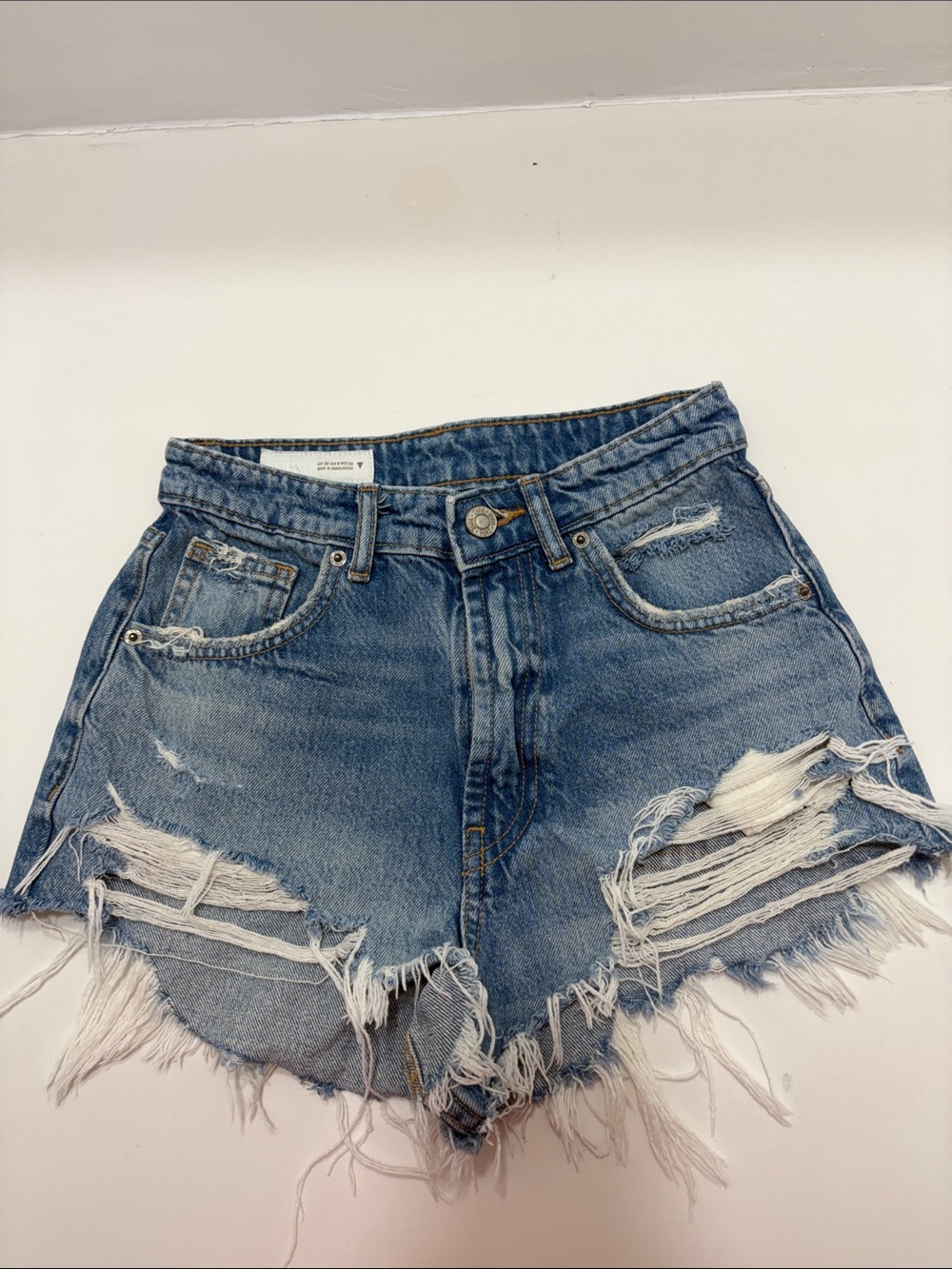 Zara Distressed Light Blue Denim Cutoff Shorts